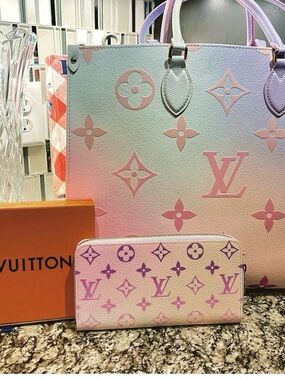 Louis Vuitton Pastel Gradient Monogram Tote & Zip Wallet - Pink, Blue, Purple